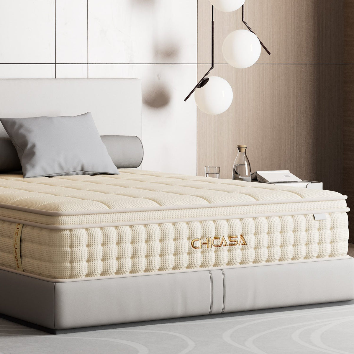 9-Zone Luxury Pocket Spring Mattress with Integrated Waffle-Pattern Cover