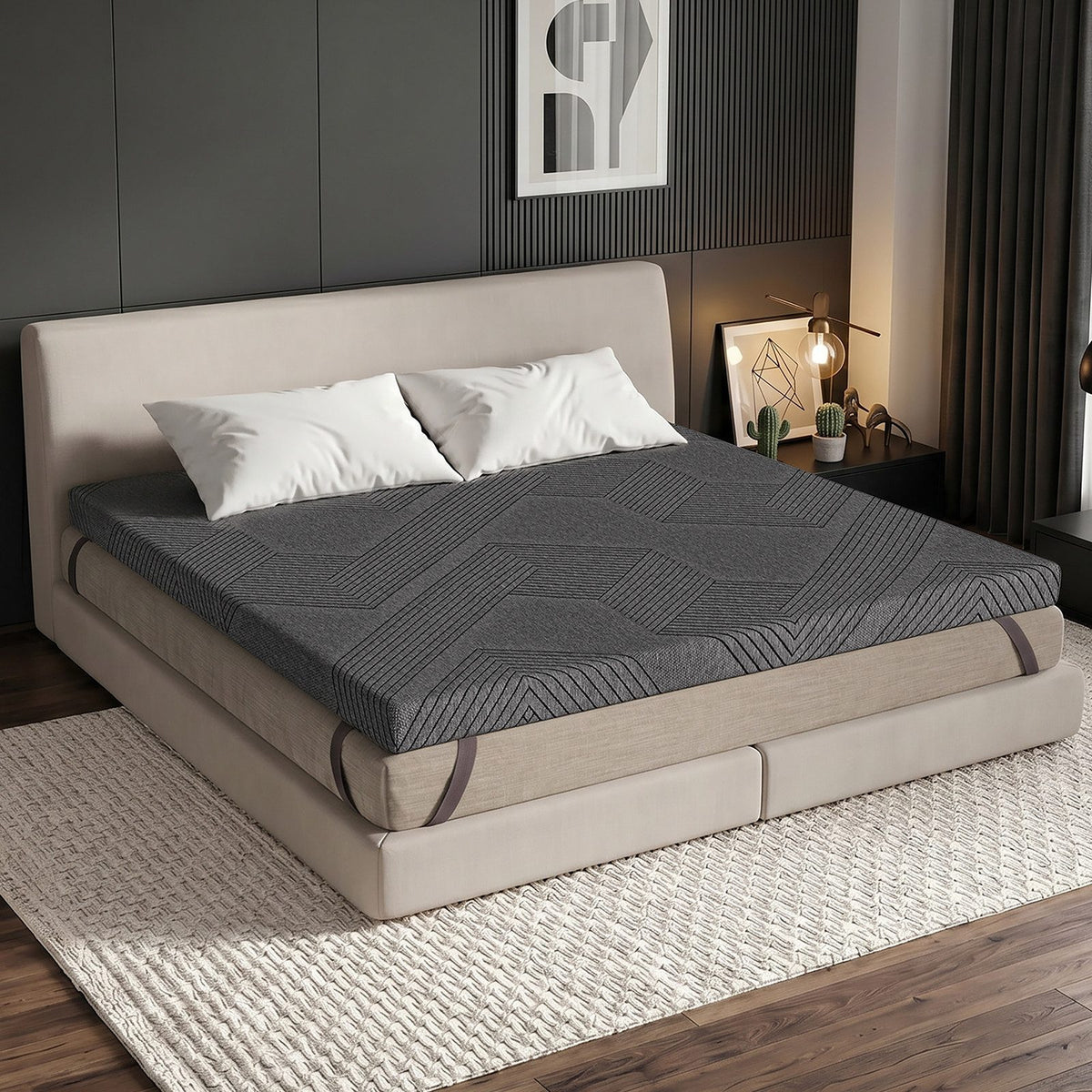 8 cm Gel Memory Foam Mattress Topper, 7-Zone, Reversible H2/H3 Firmness